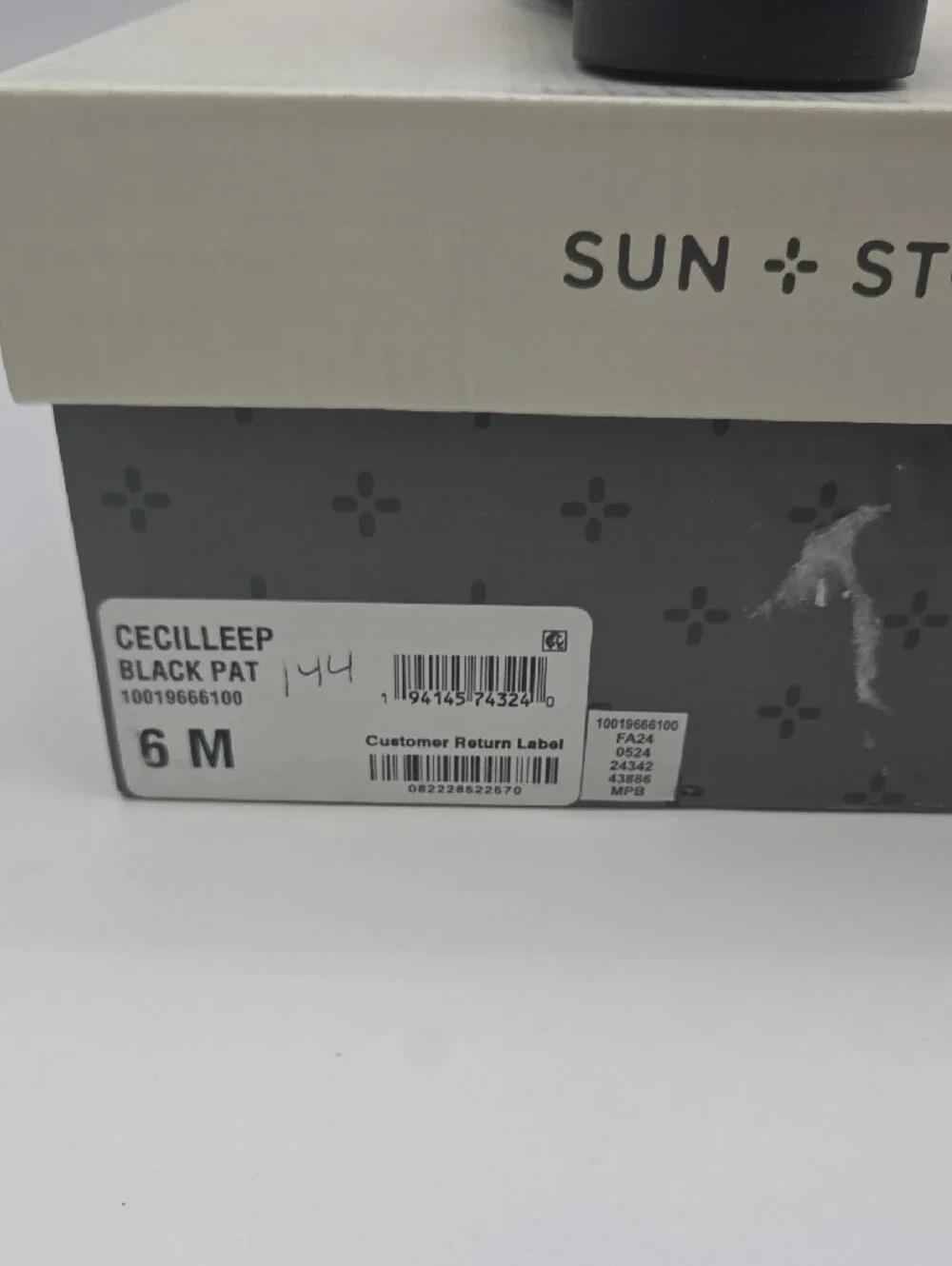 Sun + Stone Black Patent Triple-Strap Ankle Flats